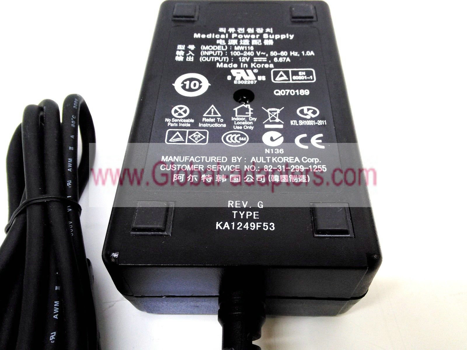 New 12VDC 6.67A MW116 KA1249F63 ac adapter for X-Ray Viewer, I.T.E.Power Supply 4Pin